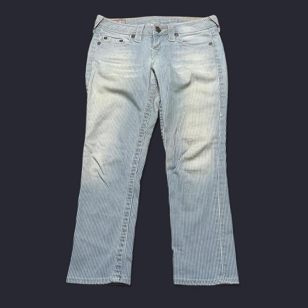 True Religion Women’s White‎ & Blue Capri Crop Pants - 26